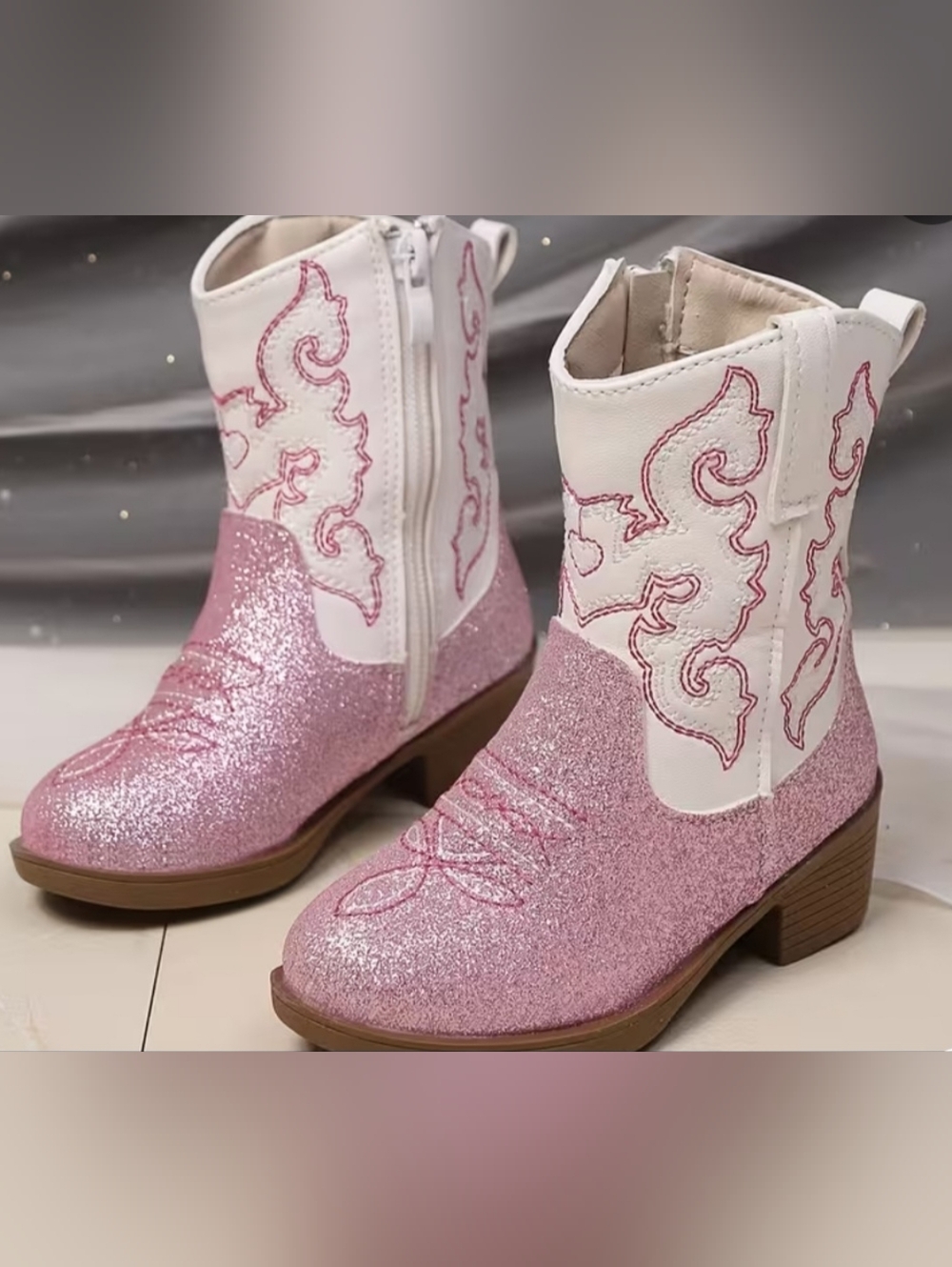 Pink Glitter Cowgirl Boots